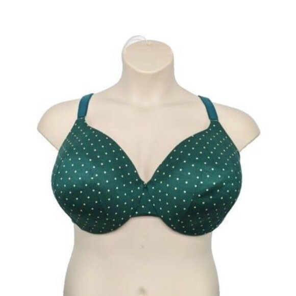 Lane Bryant Cacique Bra Lightly LIned Full Cov Green Polka Dot Sz 46DD - Picture 9 of 9